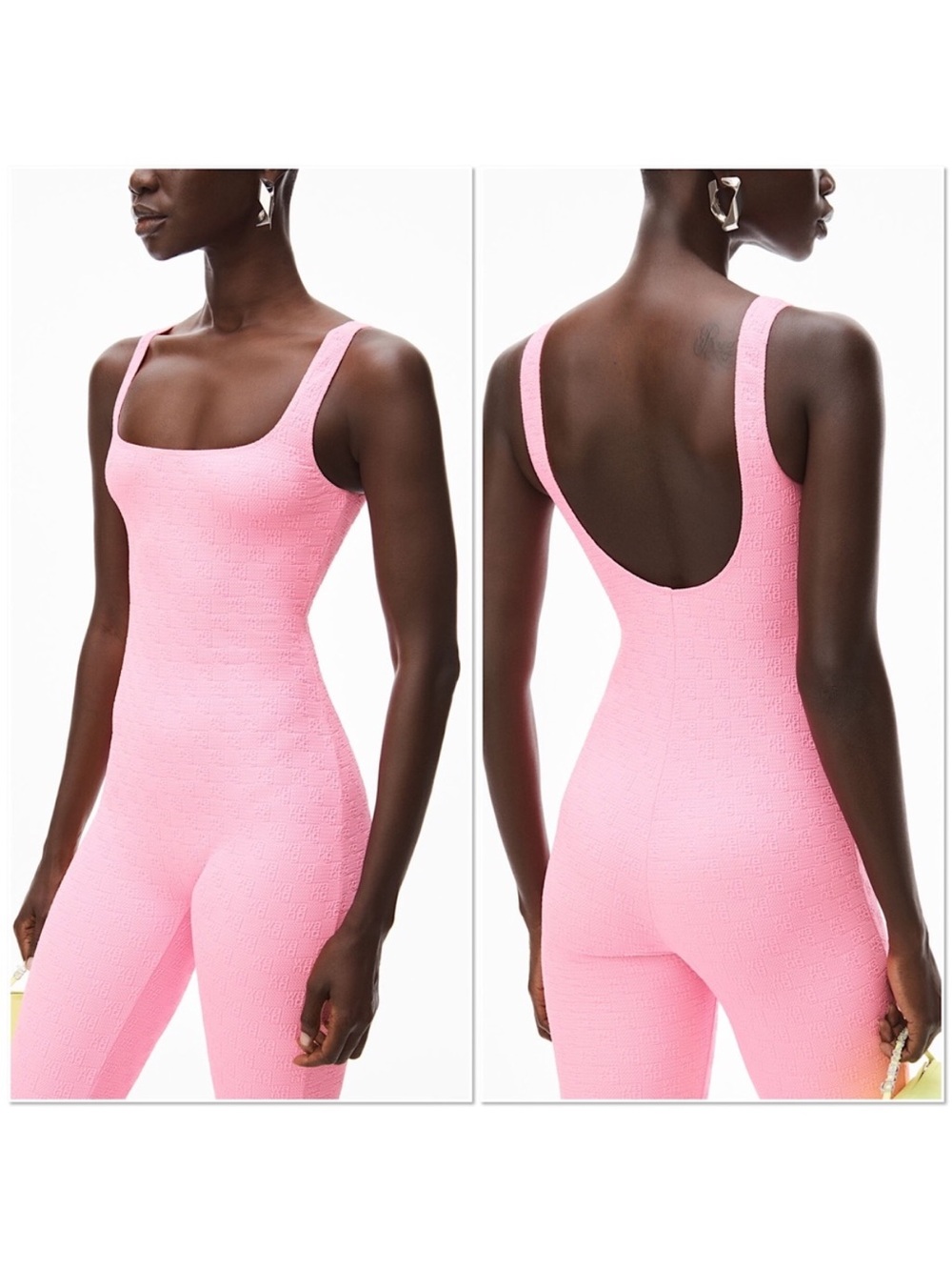 Like new ALEXANDER WANG catsuit in textured logo jersey $400 XS